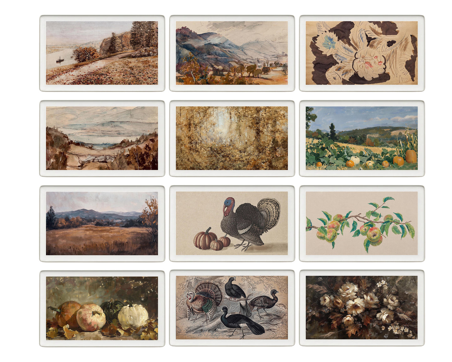 skylight calendar Fall art bundle, set of 145 Autumn screensavers