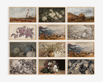 Fall Frame TV Art Bundle, set of  145 autumns screensavers, landscape, botanical floral tv artwork, thanksgiving