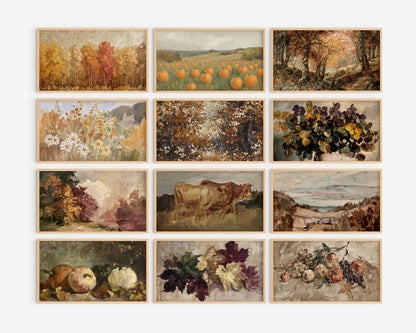 Fall Frame TV Art Bundle, set of  145 autumns screensavers, landscape, botanical floral tv artwork, thanksgiving