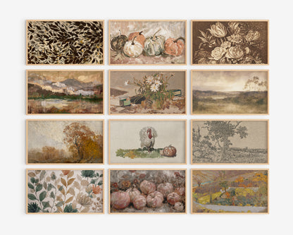 Fall Frame TV Art Bundle, set of  145 autumns screensavers, landscape, botanical floral tv artwork, thanksgiving