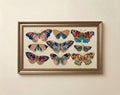 Textured colorful butterfly art for Samsung Frame TV in jewel tones on chalky linen background