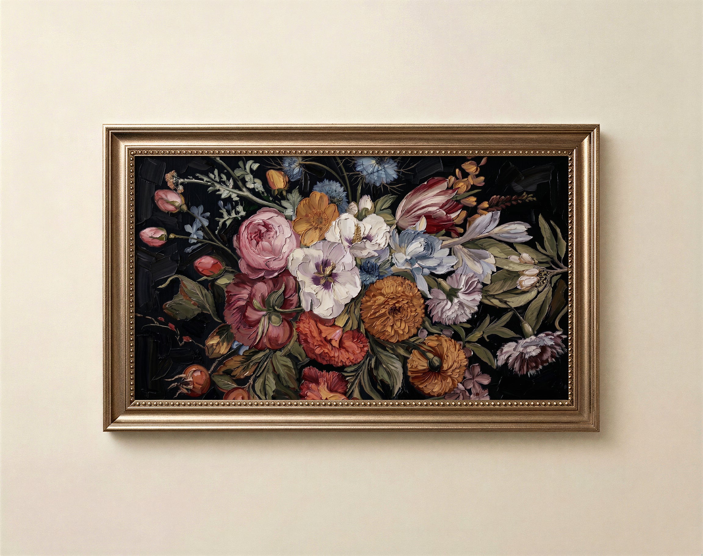 moody dark Floral Frame TV Art