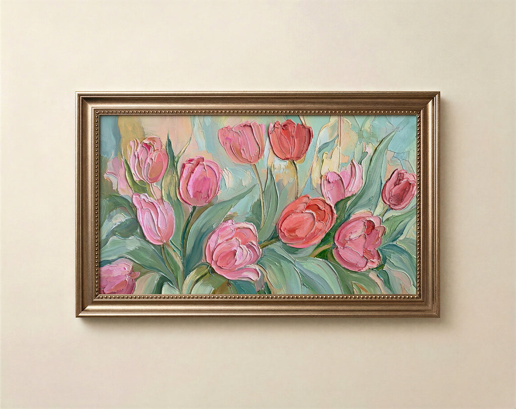 Pink Tulips Frame TV Art