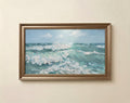 Textured ocean waves art for Frame TV in soft teal chalky white and pale sky blue