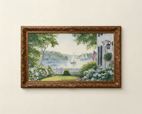 Coastal Floral 4th of july Frame TV Art