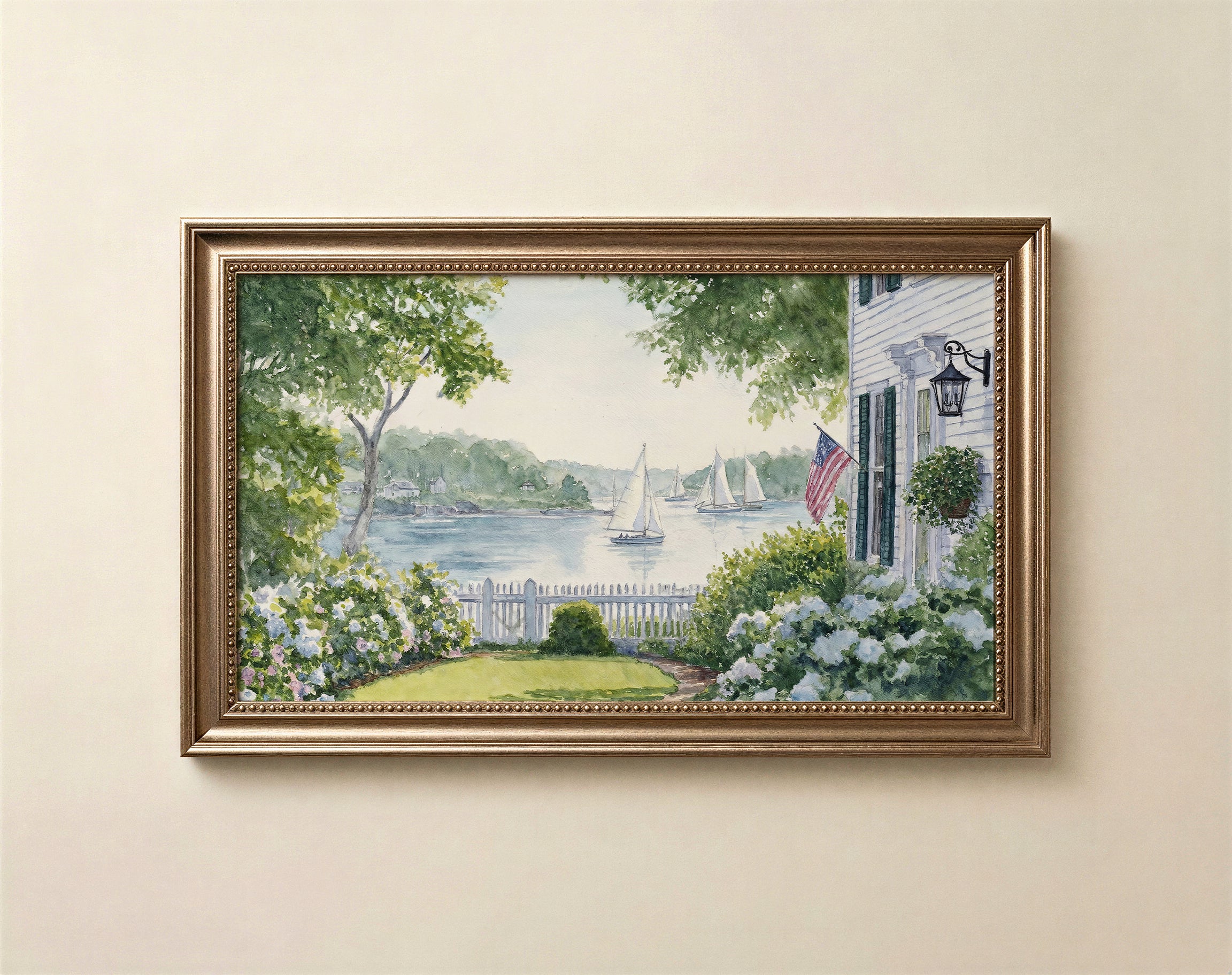 Coastal Floral 4th of july Frame TV Art