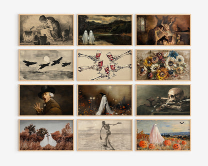 Halloween Frame TV Art Bundle, set of 72 spooky screensavers, Ghosts, witchy tv artwork, skeletons