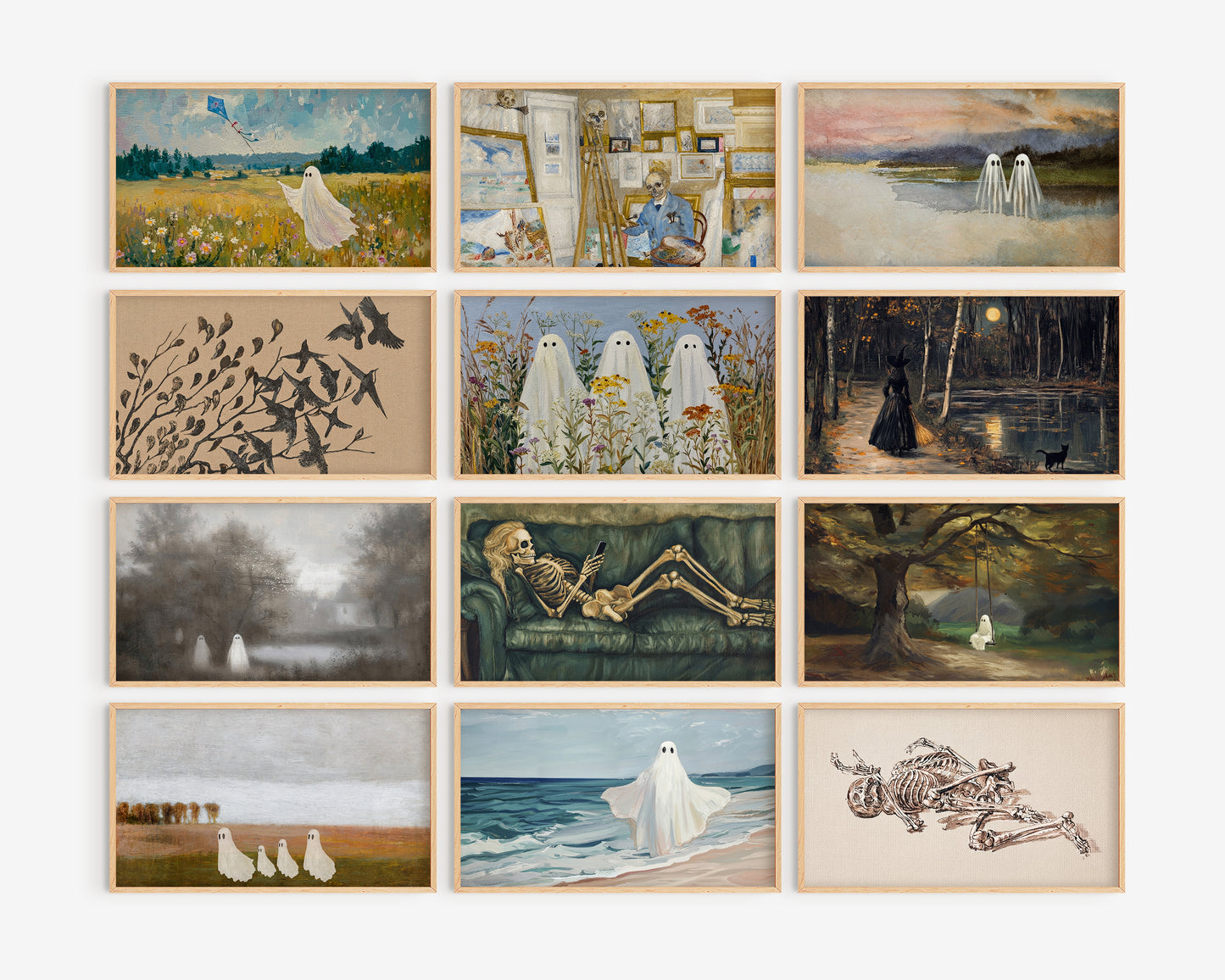 Halloween Frame TV Art Bundle, set of 72 spooky screensavers, Ghosts, witchy tv artwork, skeletons