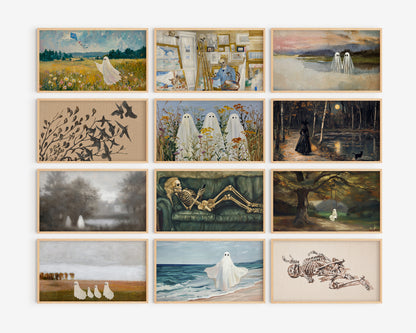 Halloween Frame TV Art Bundle, set of 72 spooky screensavers, Ghosts, witchy tv artwork, skeletons