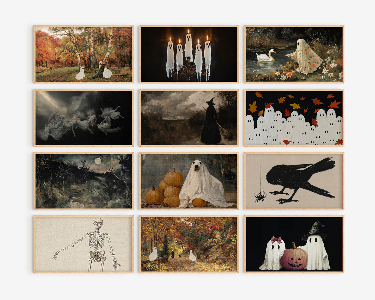 Halloween Frame TV Art Bundle, set of 72 spooky screensavers, Ghosts, witchy tv artwork, skeletons