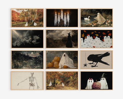 Halloween Frame TV Art Bundle, set of 72 spooky screensavers, Ghosts, witchy tv artwork, skeletons