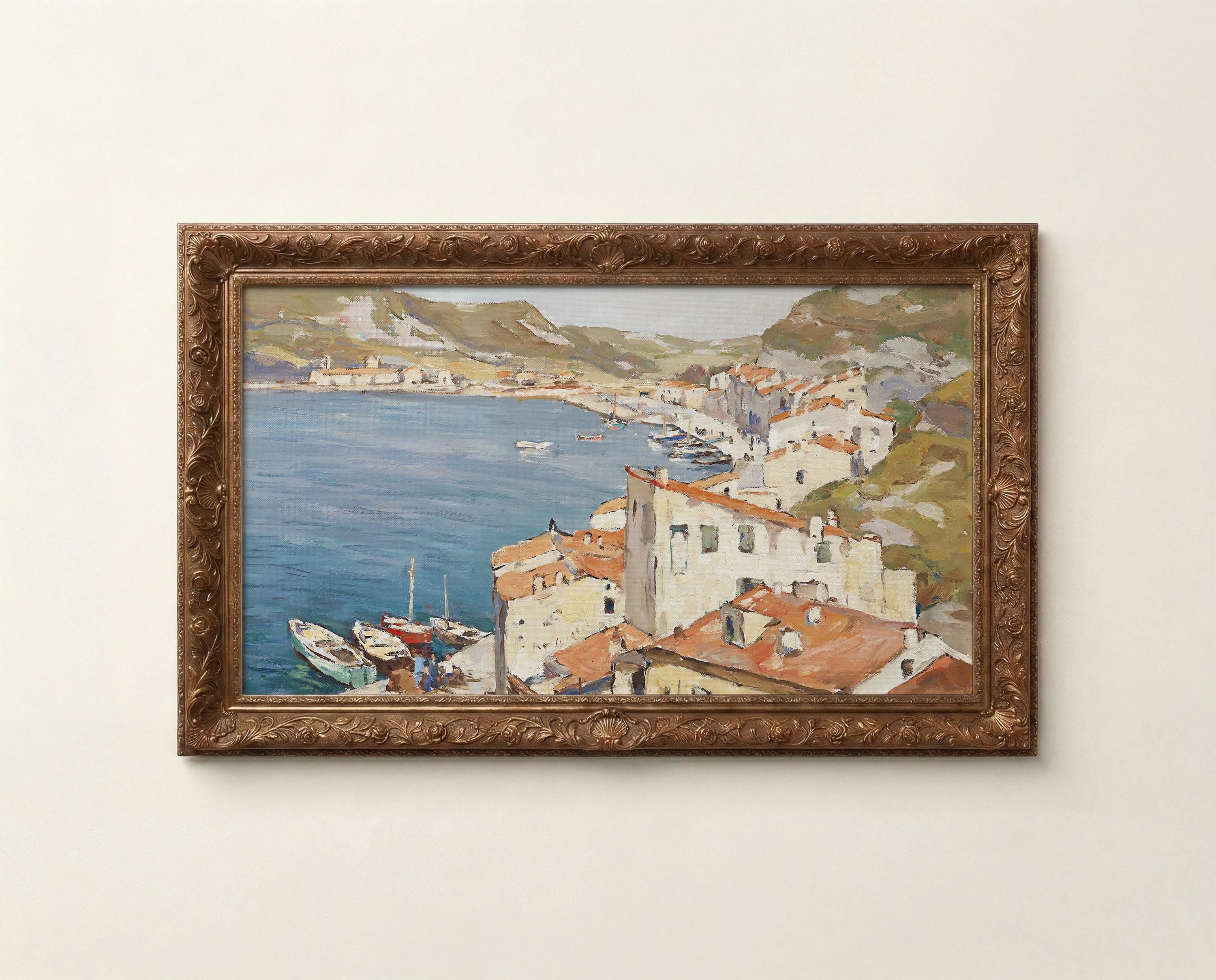 European Village Harbor Frame TV Art