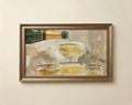 Painterly champagne still life art for Frame TV in warm antique gold and soft linen tones