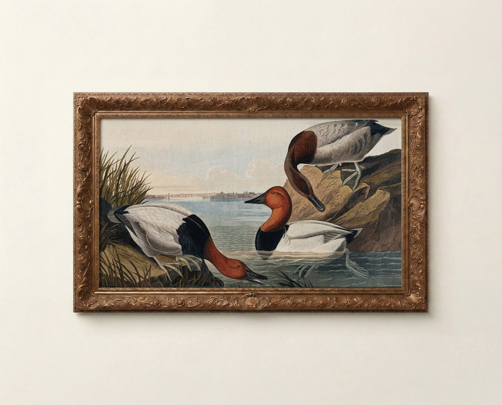 Vintage duck art for Samsung Frame TV in warm rust and earthy tones